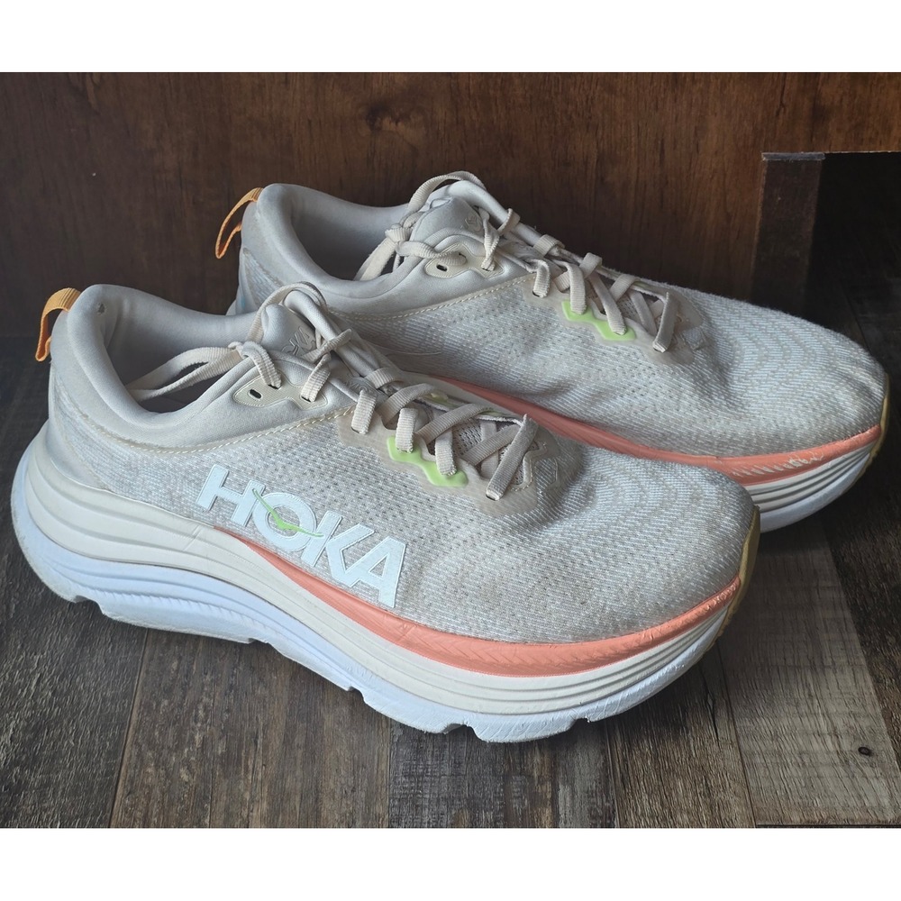 Hoka One One Gaviota 5 Womens 10B Running Athletic Shoes Beige Orange